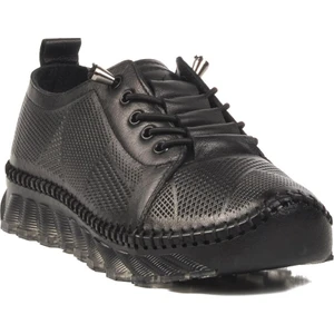 Siyah  Deri Kadın Casual Ayakkabı 0004 Z