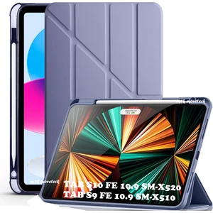 M.tk moveteck Samsung Galaxy Tab S9 Fe/S10 Fe 10.9 Kılıf Kalem Bölmeli Trifolding Yatay Dikey Standlı SM-X510 SM-X520