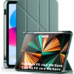 M.tk moveteck Samsung Galaxy Tab S9 Fe/S10 Fe 10.9 Kılıf Kalem Bölmeli Trifolding Yatay Dikey Standlı Case SM-X510 SM-X520