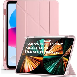 M.tk moveteck Samsung Galaxy Tab S9 Fe/S10 Fe /S10 Lite 10.9 Kılıf Kalem Bölmeli Trifolding Yatay Dikey Standlı Case SM-X510 SM-X520 X400