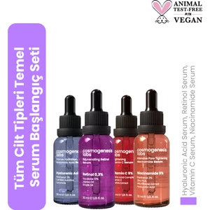 Cosmogenesis Labs Tüm Cilt Tipleri Temel Serum Başlangıç Seti Vegan
