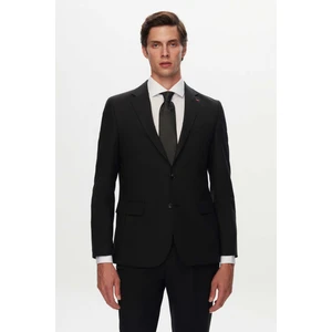 Ds Damat Slim Fit Siyah Düz Yünlü Travel Takim Elbise