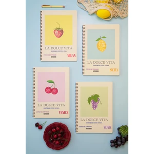 A4 Spiralli Okul Defteri 80 Yaprak 4'lü Set - Kareli