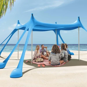 Plaj Gölgelik Tente Deniz Çadırı, Sahil Plaj Gölgeliği Kanopy Plaj Çadırı 250X250CM Açık Mavi