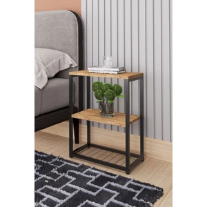 Metal Ayaklı ve Ahşap Raflı Dekoratif Komodin Atlantik Çam