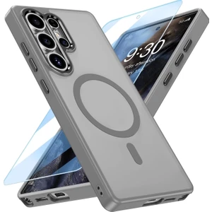 M.tk moveteck Samsung Galaxy S24 Ultra Kılıf Mat Magsafe Şarj Özellikli Hassas Butonlu Yumuşak Renkli Kenarlı + Ekran Koruyucu Cam Set 2in1