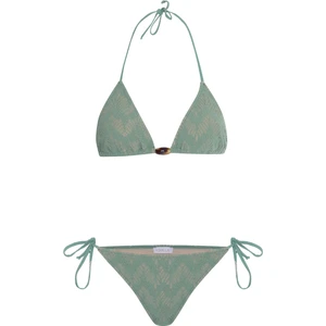 Triko Dantel Yeşil Üçgen Bikini Takım