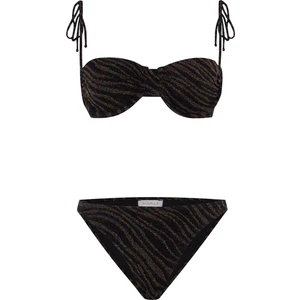 Balenli Siyah Triko Bikini Takım