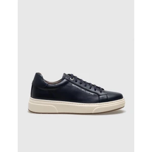 Hakiki Deri Lacivert Bağcıklı Erkek Spor Ayakkabı