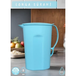 Longa Sürahi Pp-5 Kokusuz Sürahi Açık Mavi Sürahi Bpa Free 2,1 L