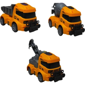 Brother Toys Oyuncak 3 Adet Çek Bırak Iş Makinesi Seti Çekici Vinç  Kamyon ve Beton Mikseri 9 cm