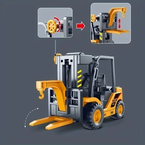 Brother Toys Yukarı Aşağı Kaldıraçlı Kancalı ve Makaralı Sürtmeli Iş Makinesi Oyuncak Forklift 17 cm