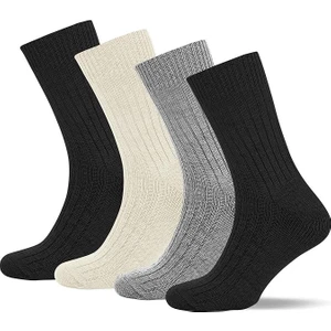 Anthony Jackson Doğal Pamuktan Üretilmiş 4'lü Kutu Dikişsiz Ribana Örgü Bio Naturel Kadın ve Erkek Çorap Naturwalk