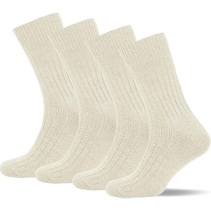 Anthony Jackson Doğal Pamuktan Üretilmiş 4'lü Kutu Dikişsiz Ribana Örgü Bio Naturel Kadın ve Erkek Çorap Naturwalk