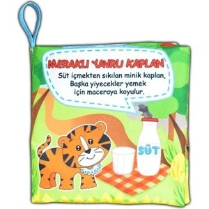 Meraklı Kaplan Kumaş Sessiz Kitap - Bez Kitap , Eğitici Oyuncak , Yumuşak ve Hışırtılı