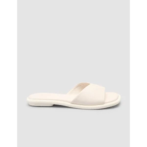 %100 Hakiki Deri Beyaz Kadın Terlik