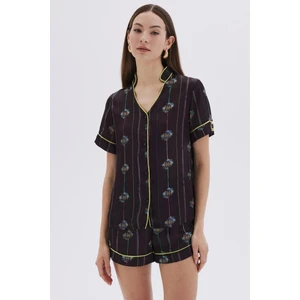 Elucious Desenli Kısa Saten Pijama Takımı