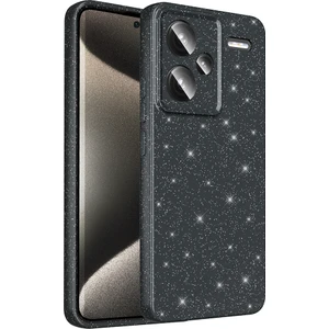 Bilişim Aksesuar Xiaomi Redmi Note 13 Pro Plus 5g Kılıf Kamera Korumalı Simli Lüks Sah Koton Kapak - Siyah
