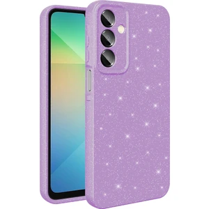 Bilişim Aksesuar Samsung Galaxy A16 Kılıf Kamera Korumalı Simli Lüks Sah Koton Kapak - Lila