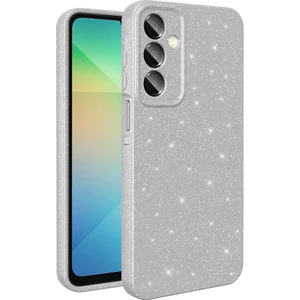 Bilişim Aksesuar Samsung Galaxy A16 Kılıf Kamera Korumalı Simli Lüks Sah Koton Kapak - Gümüş
