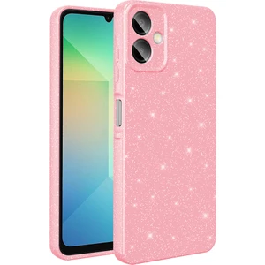 Bilişim Aksesuar Samsung Galaxy A06 Kılıf Kamera Korumalı Simli Lüks Sah Koton Kapak - Açık Pembe