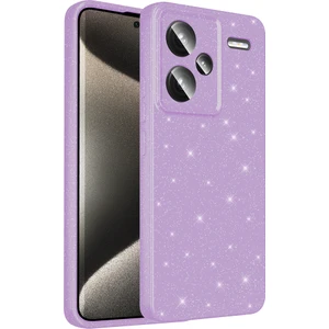 Bilişim Aksesuar Xiaomi Redmi Note 13 Pro Plus 5g Kılıf Kamera Korumalı Simli Lüks Sah Koton Kapak - Lila