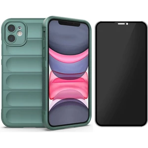 iPhone 11 Kılıf Esnek TPU Oyuklu Arka Yüzey Tasarımlı Zore Etnik Silikon Kapak + Hayalet Ekran Koruyucu