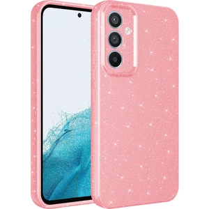 Bilişim Aksesuar Samsung Galaxy S24 Fe Kılıf Kamera Korumalı Simli Lüks Sah Koton Kapak - Açık Pembe