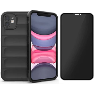 iPhone 11 Kılıf Esnek TPU Oyuklu Arka Yüzey Tasarımlı Zore Etnik Silikon Kapak + Hayalet Ekran Koruyucu