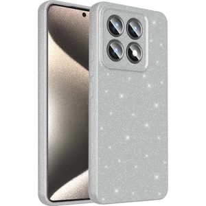 14T Pro Kılıf Kamera Korumalı Simli Lüks Sah Koton Kapak - Gümüş