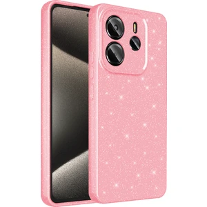 Redmi Note 14 5g Kılıf Kamera Korumalı Simli Lüks Sah Koton Kapak - Açık Pembe