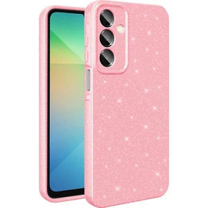 Bilişim Aksesuar Samsung Galaxy A16 Kılıf Kamera Korumalı Simli Lüks Sah Koton Kapak - Açık Pembe