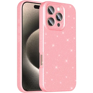 Bilişim Aksesuar Apple iPhone 16 Pro Max Kılıf Kamera Korumalı Simli Lüks Sah Koton Kapak - Açık Pembe