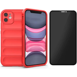 iPhone 11 Kılıf Esnek TPU Oyuklu Arka Yüzey Tasarımlı Zore Etnik Silikon Kapak + Hayalet Ekran Koruyucu