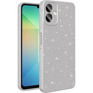 Bilişim Aksesuar Samsung Galaxy A06 Kılıf Kamera Korumalı Simli Lüks Sah Koton Kapak - Gümüş