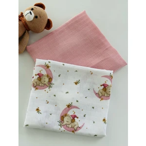 %100 Pamuk 2'li Müslin Bebek Battaniye Seti Oeko-Tex Sertifikalı Müslin Örtü 80 x 90 cm