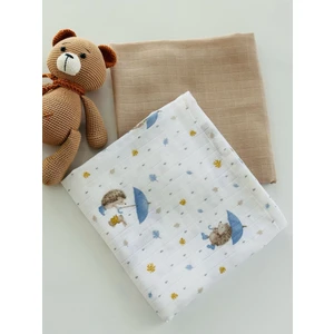 %100 Pamuk 2'li Müslin Bebek Battaniye Seti Oeko-Tex Sertifikalı Müslin Örtü 80 x 90 cm