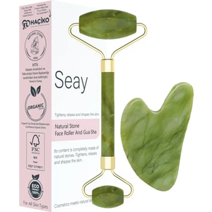 Yeşim Face Roller & Kalp Guasha Yüz Masaj Taşı Takımı Yüz Masaj Aleti Premium