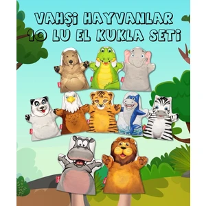 10 Parça Tox Vahşi Hayvanlar El Kukla Set , Eğitici Oyuncak
