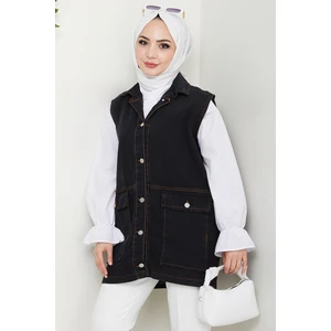 Kapak Cepli Kot Yelek 1431 - Siyah