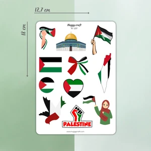 Free Palestine - Özgür Filistin Temalı Sticker Seti - A5