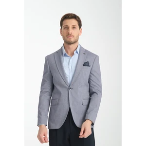 Odessa Erkek Haki Kendinden Desenli Mevsimlik Mono Yaka Slim Fit Blazer Ceket