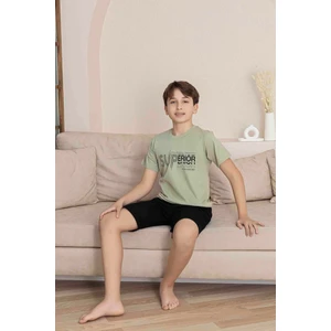 Kıpırık Baby Erkek Çocuk  Yeşil Desenli Şortlu  Pijama Takımı