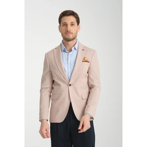 Odessa Erkek Haki Kendinden Desenli Mevsimlik Mono Yaka Slim Fit Blazer Ceket