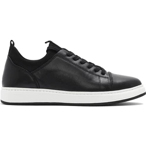 Erkek Siyah Bağcıklı Deri Sneaker 25SFD632918