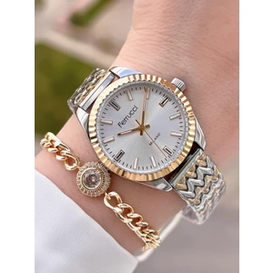 Çelik Kordon Kararma Renk Atma Yapmaz Kadın Kol Saati+Bileklik F.03545.05