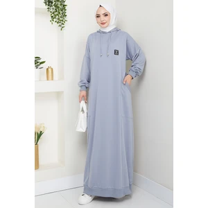 Anger Kapüşonlu Elbise 1421 - Gri