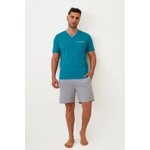 Erkek Cepli Şortlu Pijama Takımı