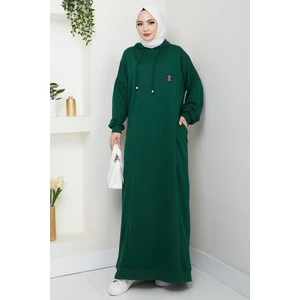 Anger Kapüşonlu Elbise 1421 - Zümrüt Yeşili