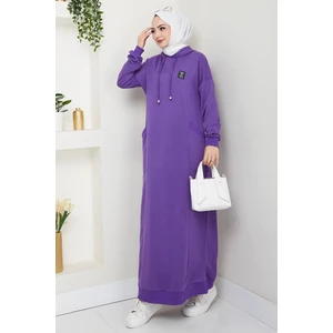 Anger Kapüşonlu Elbise 1421 - Mor